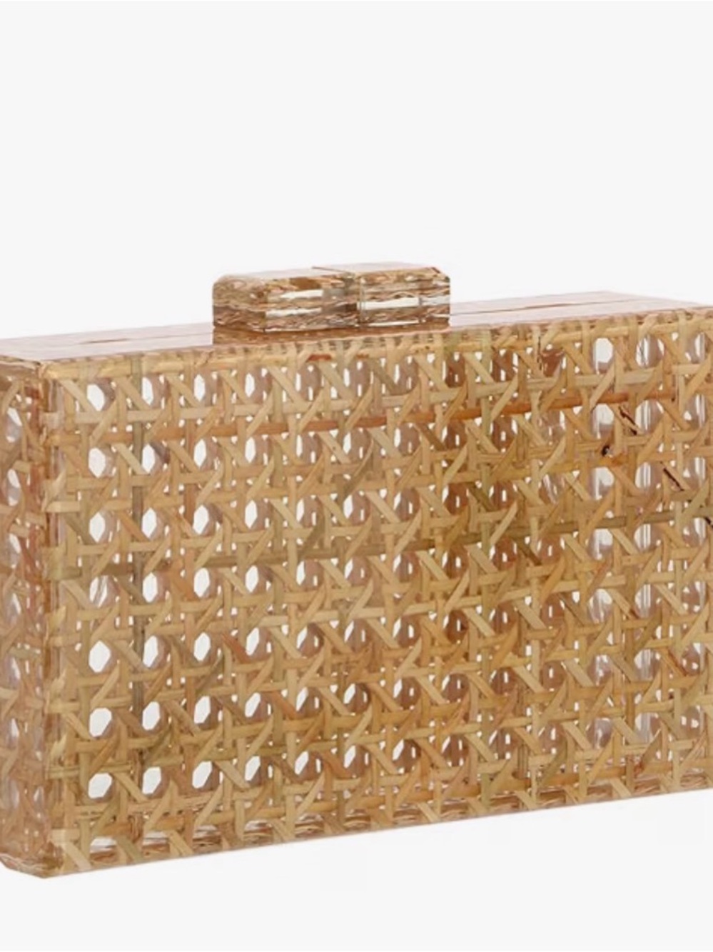 Rattan Acrylic Woven Clutch Bag/ Purse Natural with Chain New